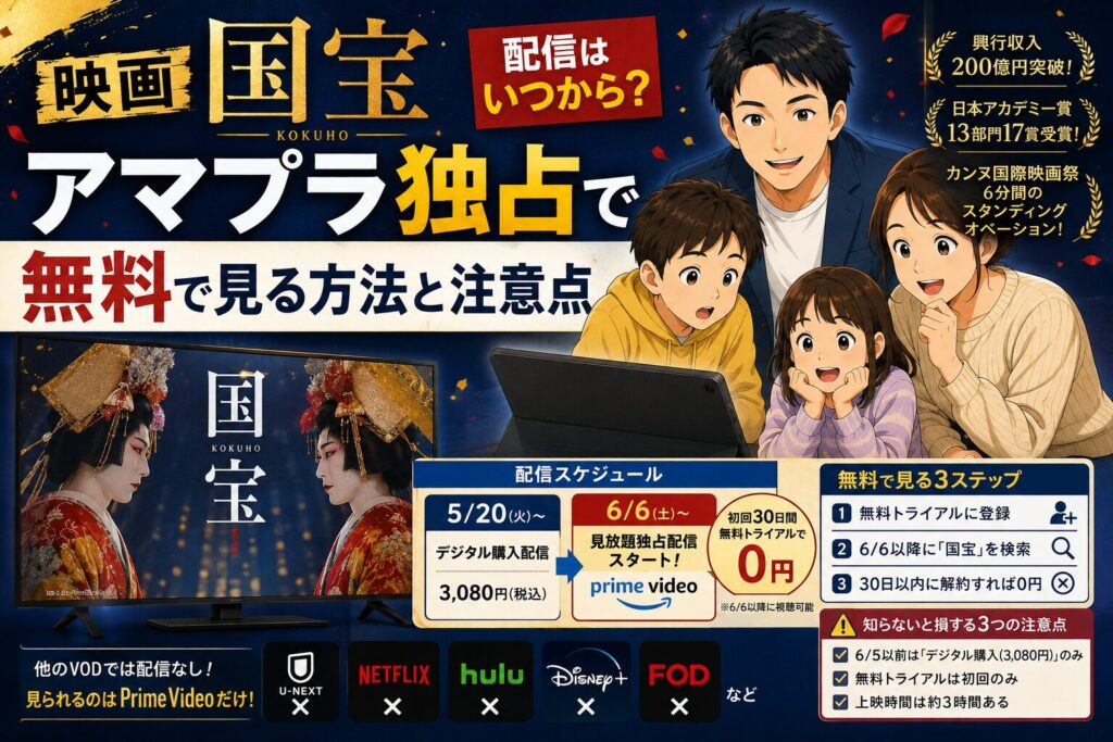 映画 国宝の配信はいつから？アマプラ独占で無料で見る方法と注意点